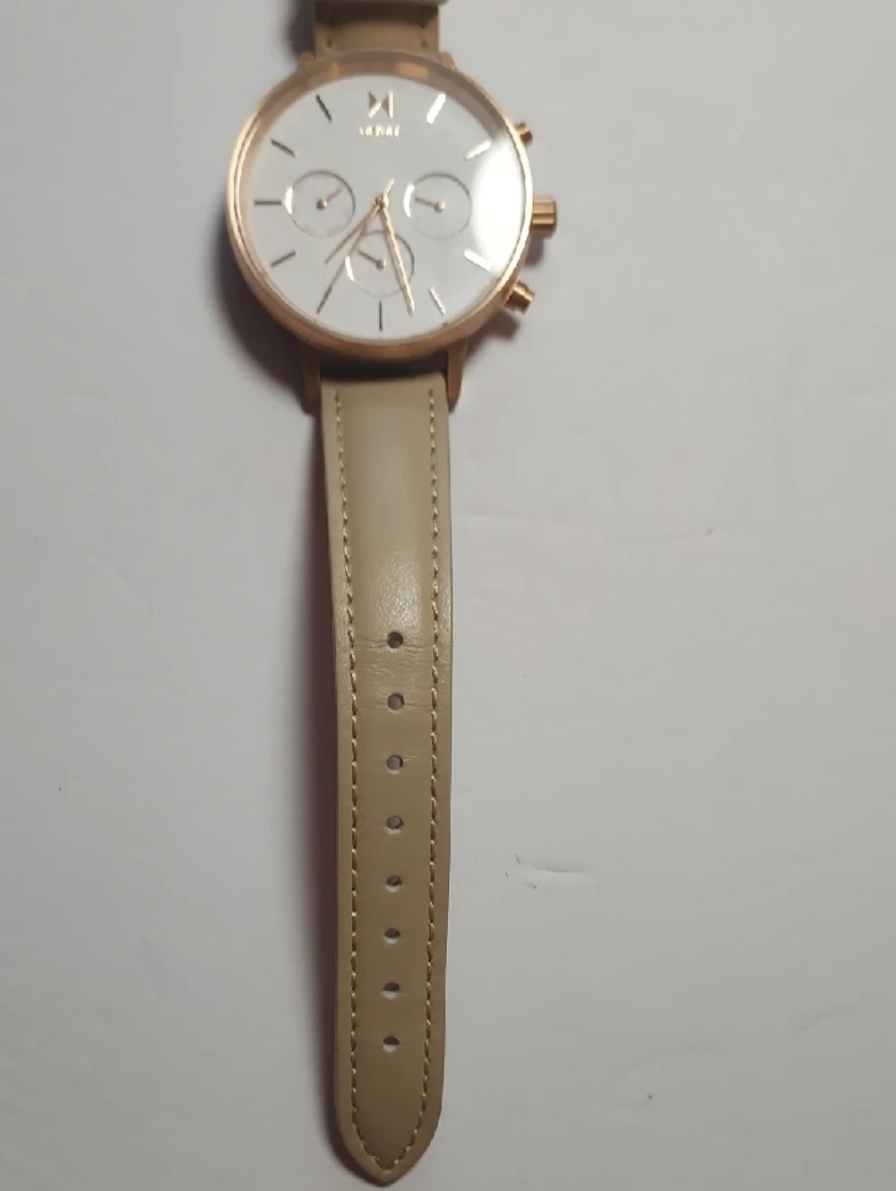 MVMT Rose gold Watch With Beige Leather Strap Chronograph Watch